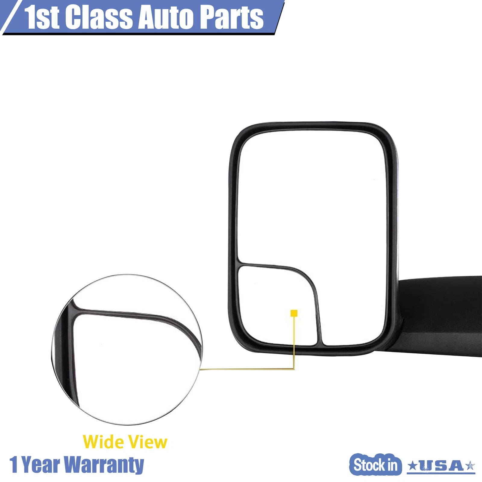 Left Manual Folding Towing Side View Mirror for Dodge Ram Pickup (1994–2002)
