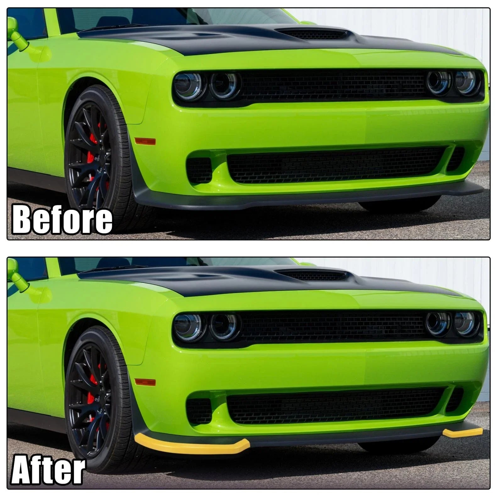 Car Front Lip Protector Yellow for Dodge Challenger Hellcat (2015-2020)