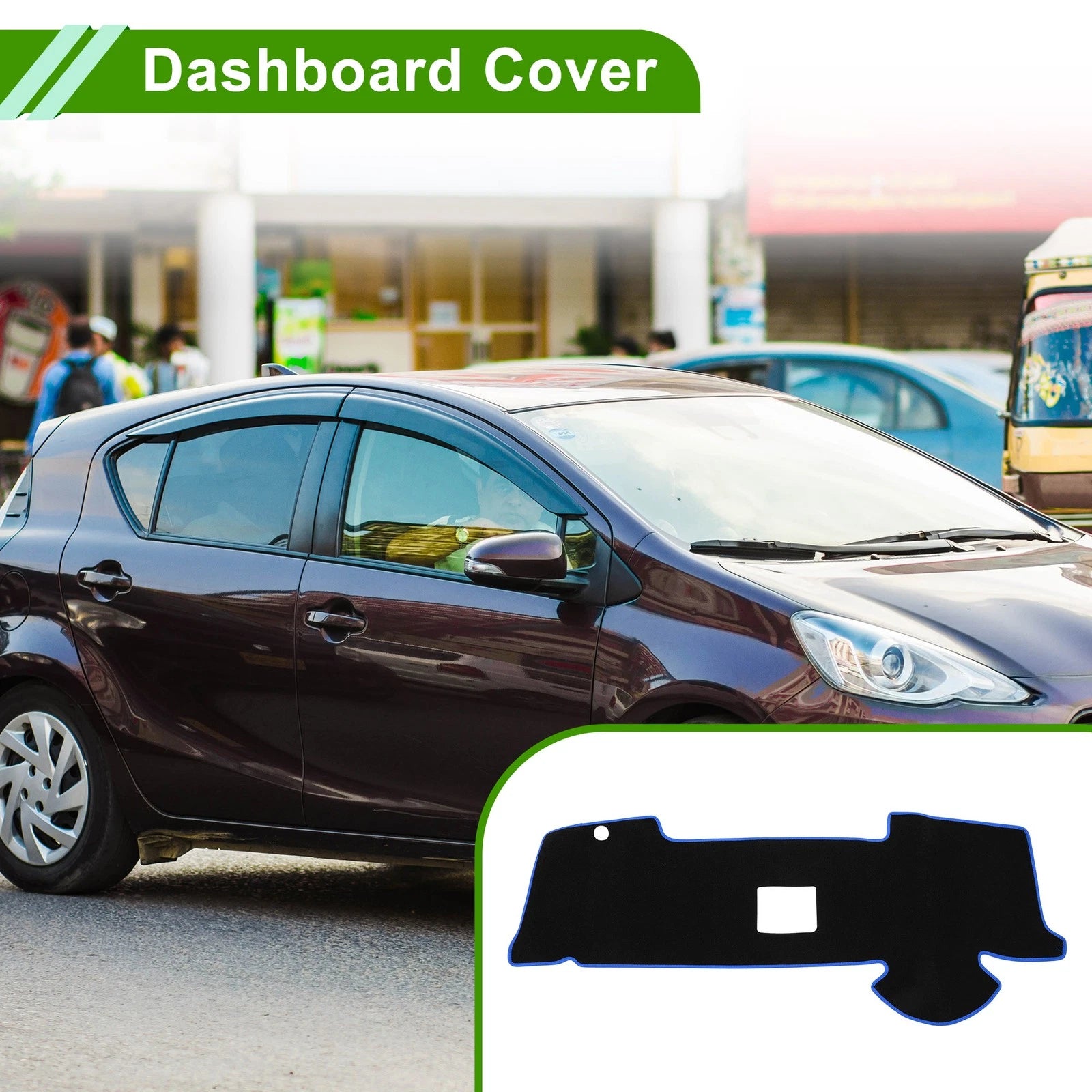 Dashboard Cover for Toyota Aqua (2012–2019) Black Blue 1 Pc