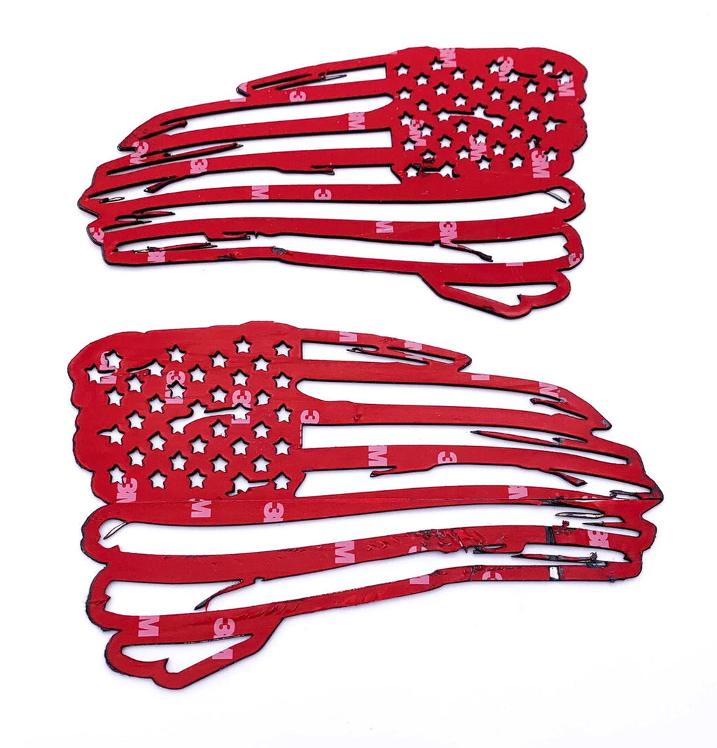 Polished Stainless Emblem Pair for American Flag Decals 6 x 3.5 (Universal)