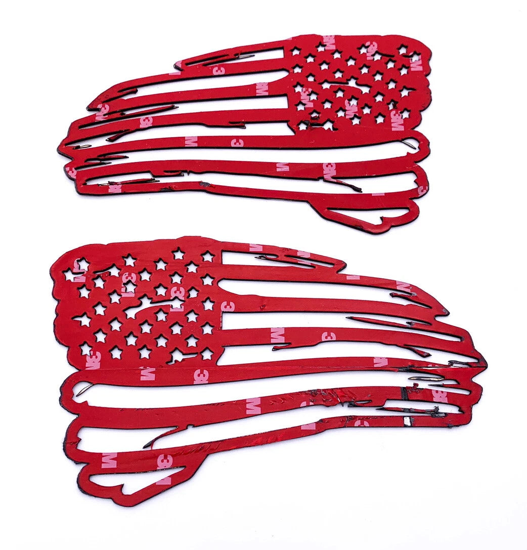 Polished Stainless Emblem Pair for American Flag Decals 6 x 3.5 (Universal)
