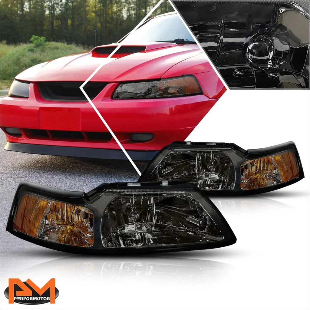 Smoked Headlight & Amber Corner Signal Lamps for Ford Mustang (1999–2004)