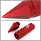Set of 20 J2 7075 Forged Aluminum M12x1.5 Spiky Cap Lug Nuts with Adapter Red