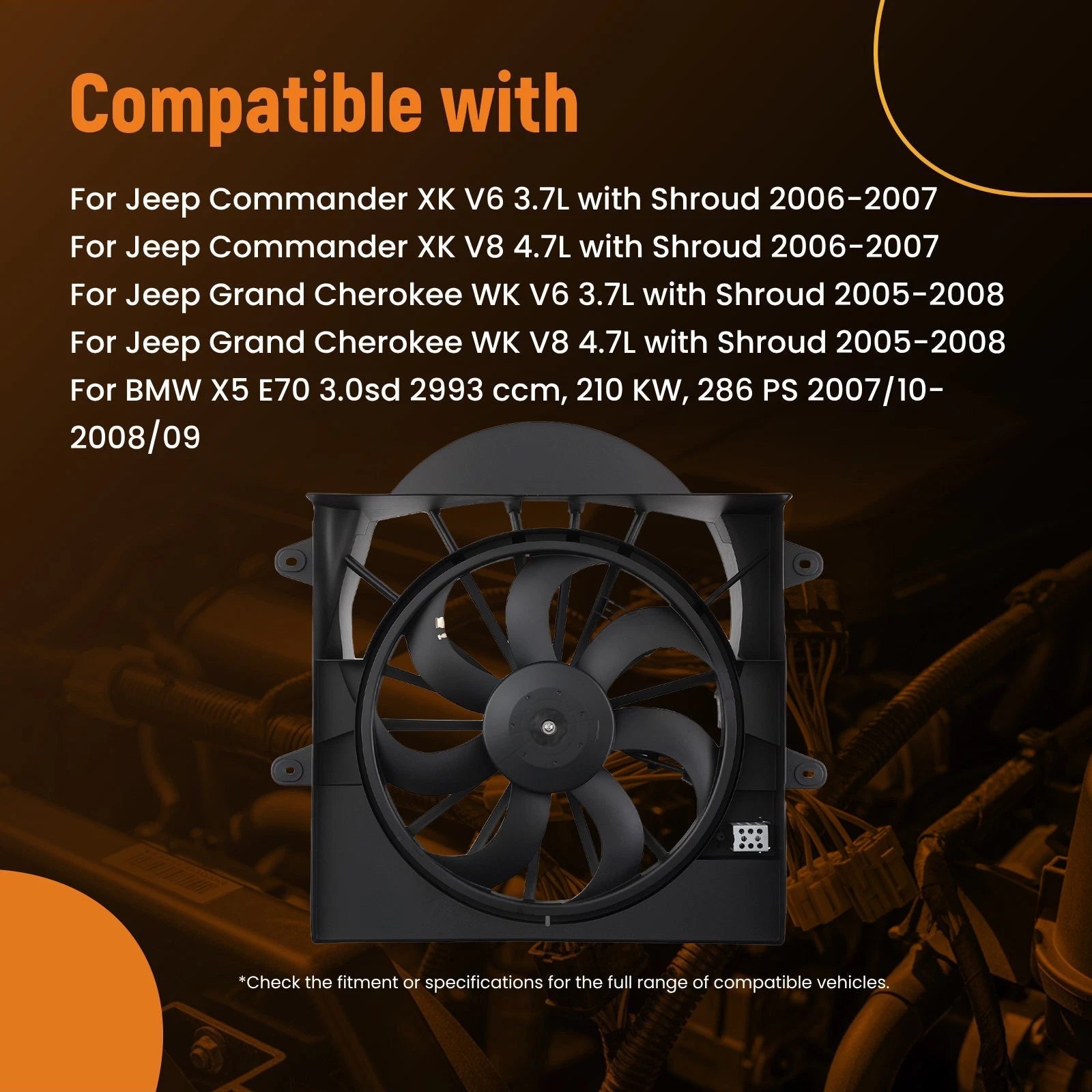Radiator Cooling Fan for Jeep Commander XK & Grand Cherokee WK (2005–2008)