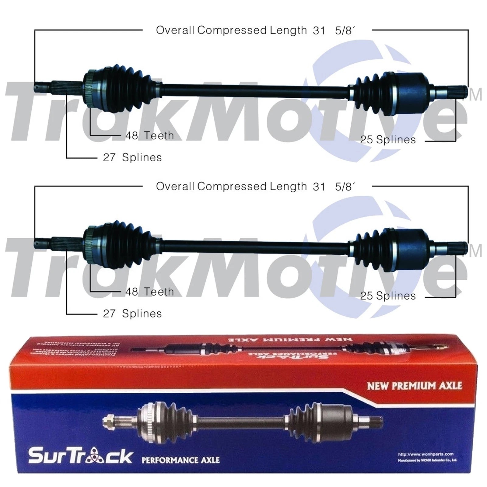 Set of 2 Rear CV Axle Shafts for Hyundai Tucson (2010–2015) Kia Sportage (2011–2016)