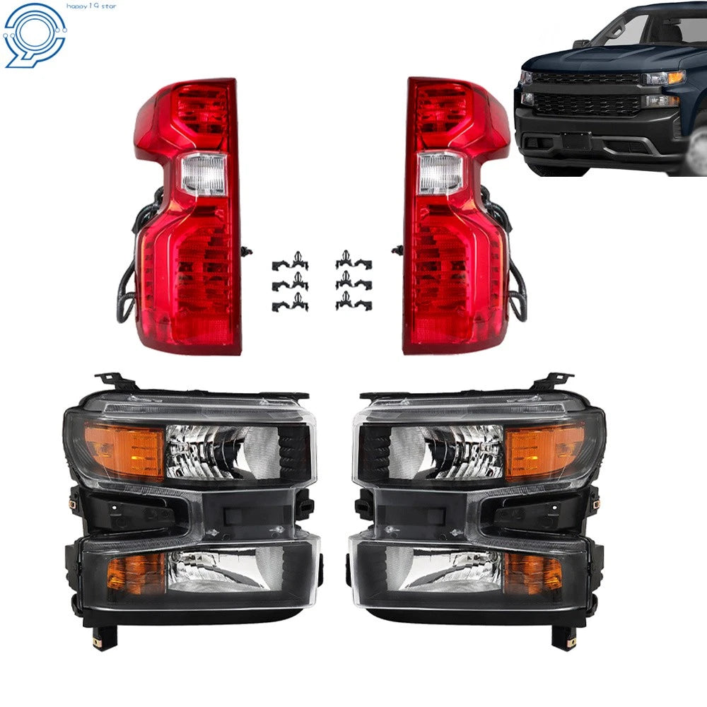 Set of 2 Halogen Tail Lights & Headlights for Chevy Silverado 1500 (2019–2021)