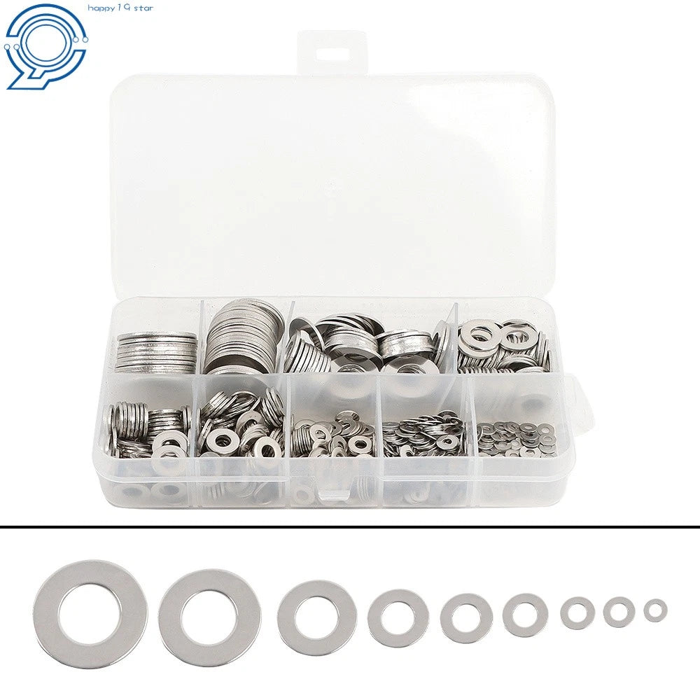 304 Stainless Steel Flat Washers Assortment Kit for Plumbing & Construction