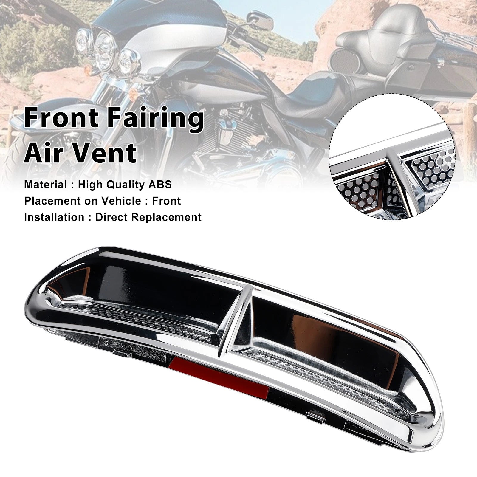 Front Fairing Air Vent Trim for Harley Touring Street Glide Electra Glide (2014–2024) Chrome