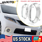 Pair Fog Light Bezel Covers for Toyota Sienna SE (2011–2017) Chrome Trim