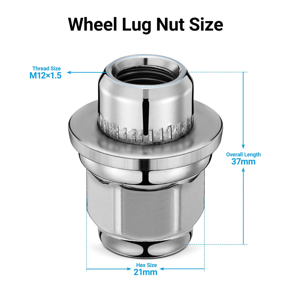 Chrome Mag Seat Lug Nuts for Toyota Tacoma 4Runner Camry Sienna (2012–2015)