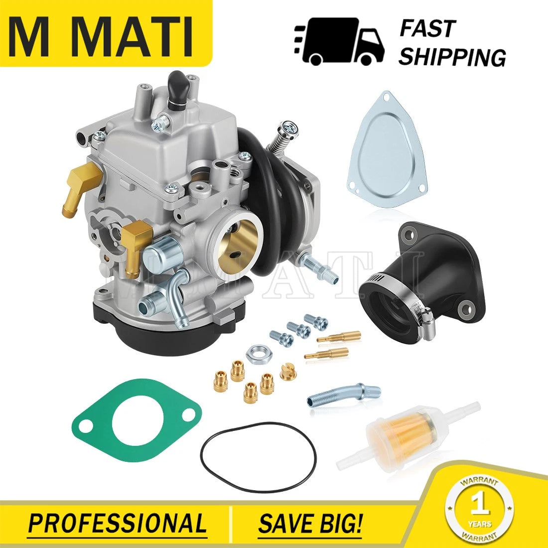 Carburetor w/ Intake Boot for Suzuki King Quad 300 LTF300F (1999–2002) 13200-39D42