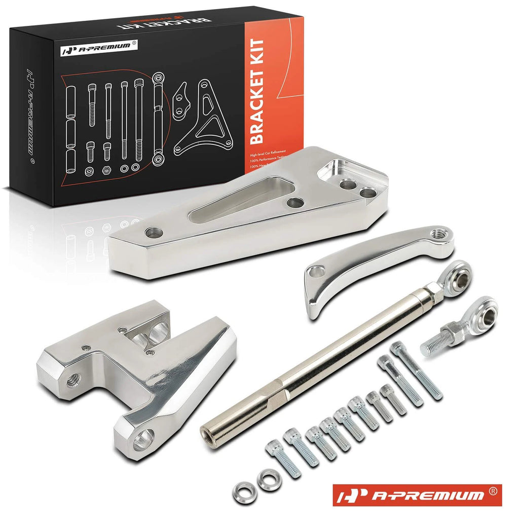 16x Polished Aluminum Alternator Bracket Kit for Chevy SBC 