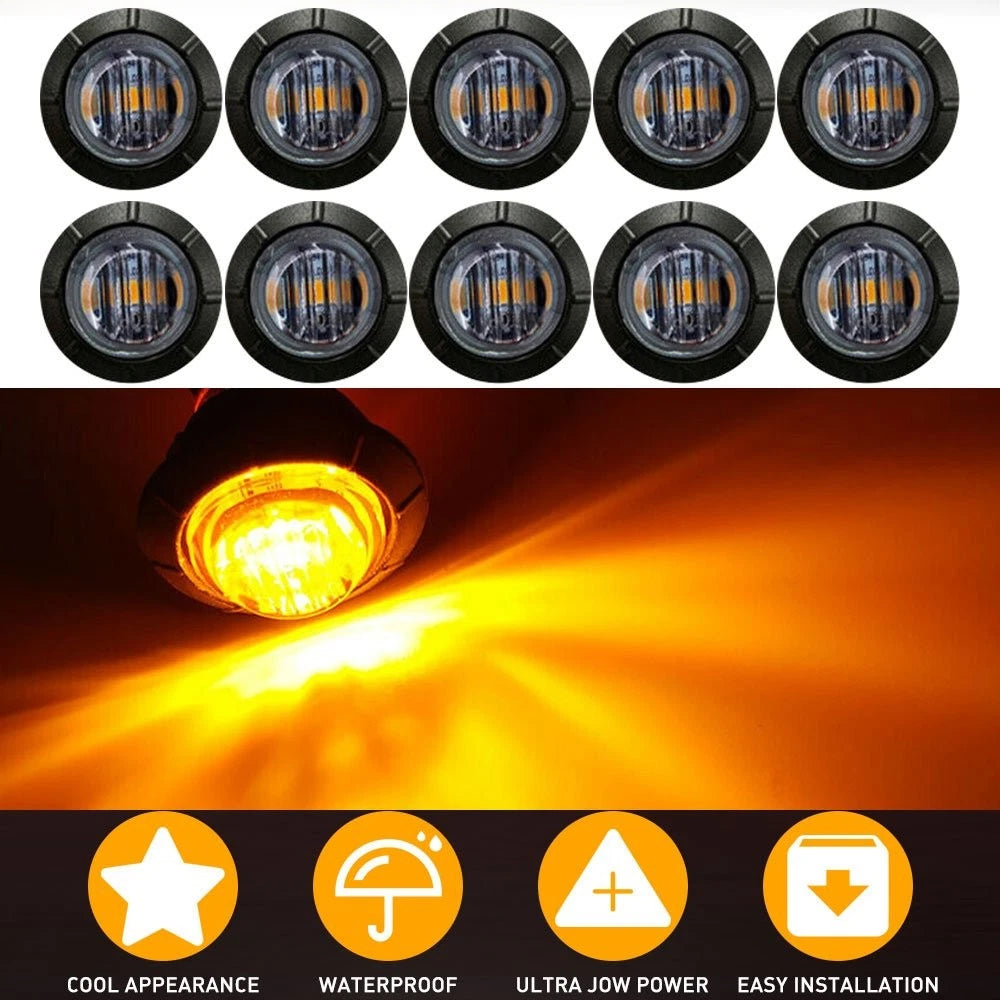 Amber LED Round 3/4" Bullet Clearance Side Marker Light for Truck H
