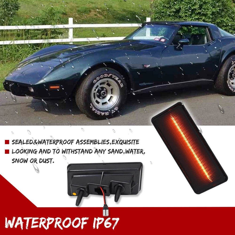 2X Smoked LED Front Side Marker Light for Chevy Corvette C3 (1974–1979)