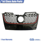 Black Hex Mesh Grille with Red Trim for VW Mk5 Jetta GTI (2006–2009)