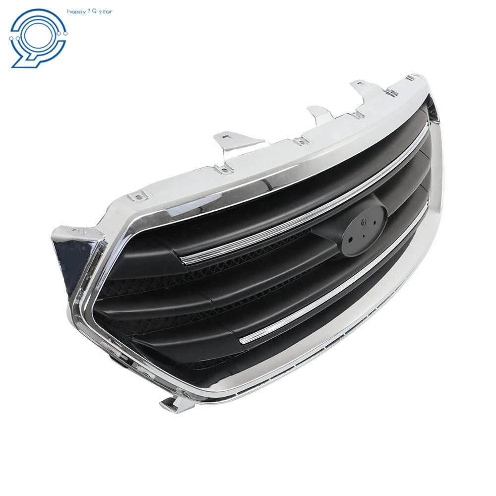 Front Upper Grille for Ford Taurus (2013-2019) Matte Black with Chrome Trim
