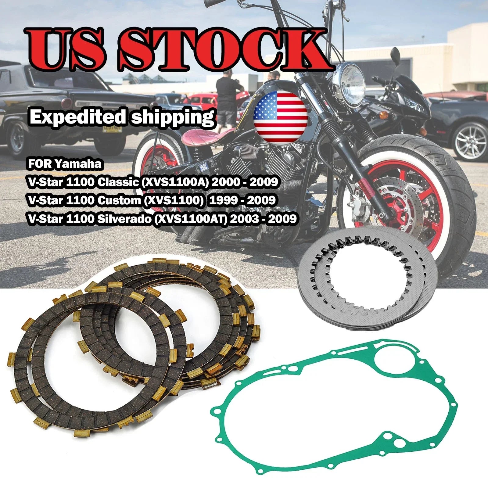 Clutch Plate w/ Crankcase Cover Gasket for Yamaha V-Star 1100 (1999–2009)