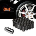 20Pc M12X1.5 Black JDM Closed End Aluminum Wheel Lug Nuts + Extension 25mmx50mm