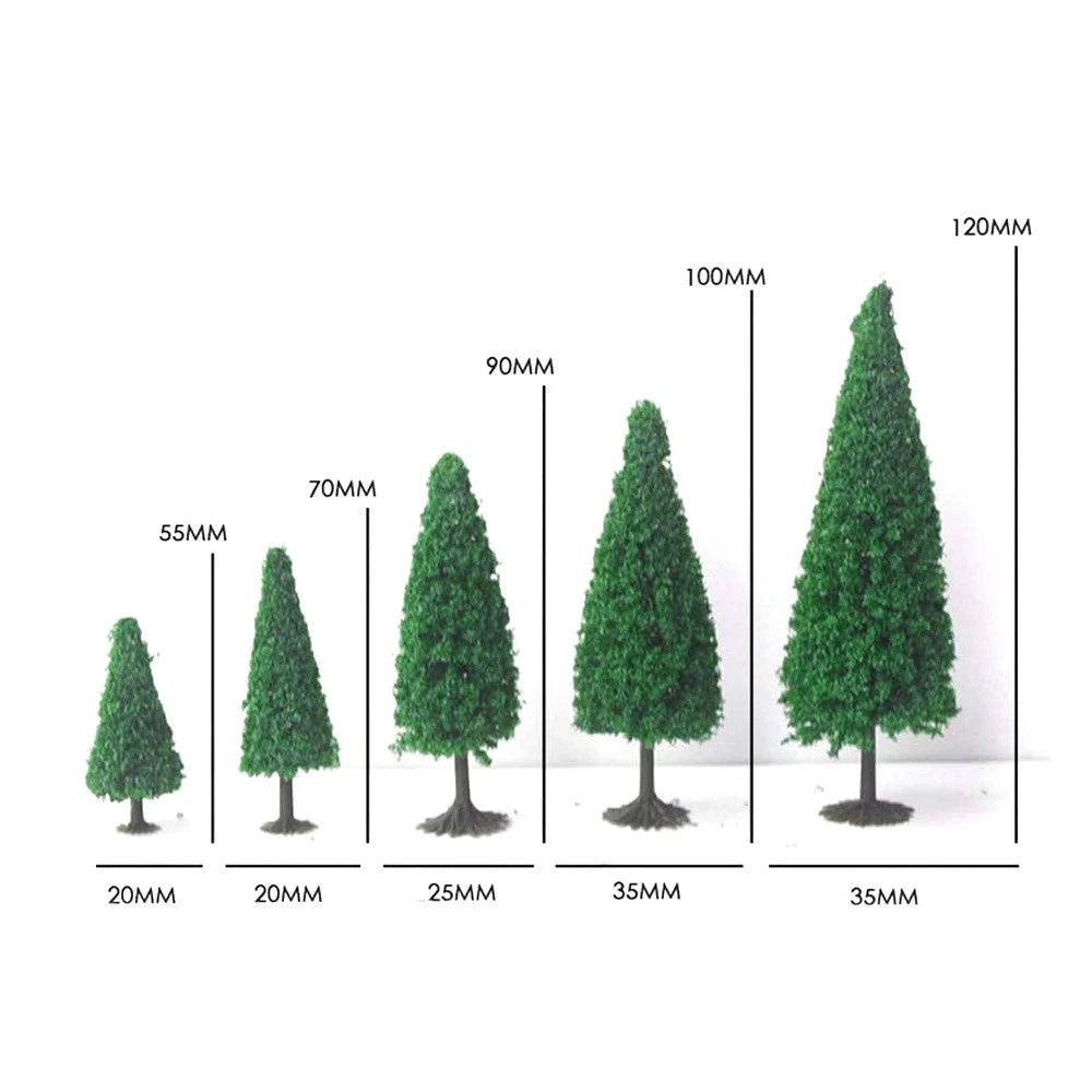 15Pcs Mixed Size Pine Trees for Train Railroad Diorama Scenery
