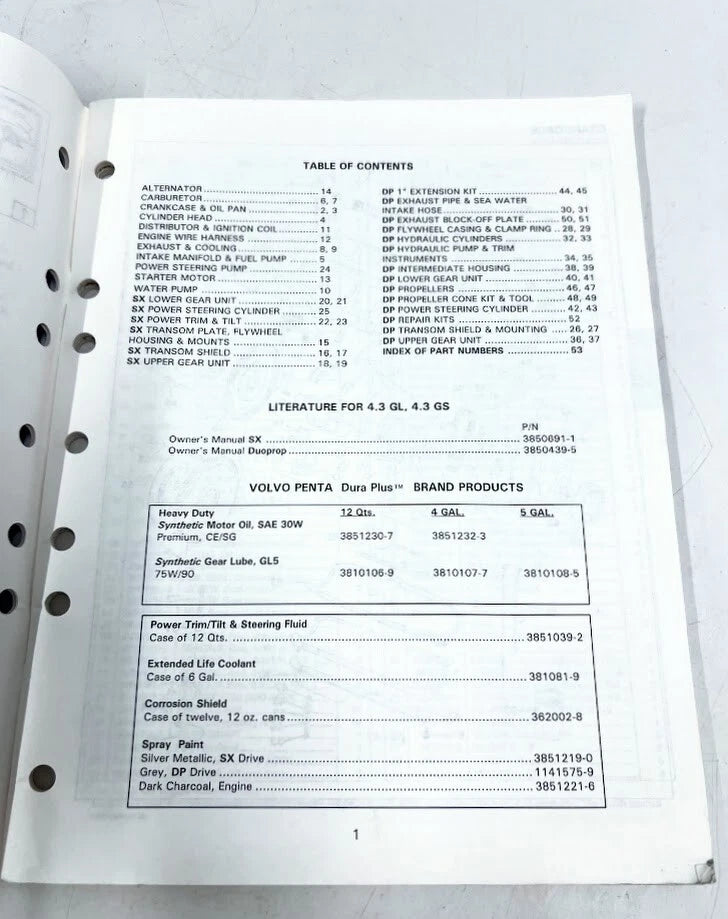 Parts Catalog for Volvo Penta 5.7 GL, 5.7 GI (MD) (778040-8)