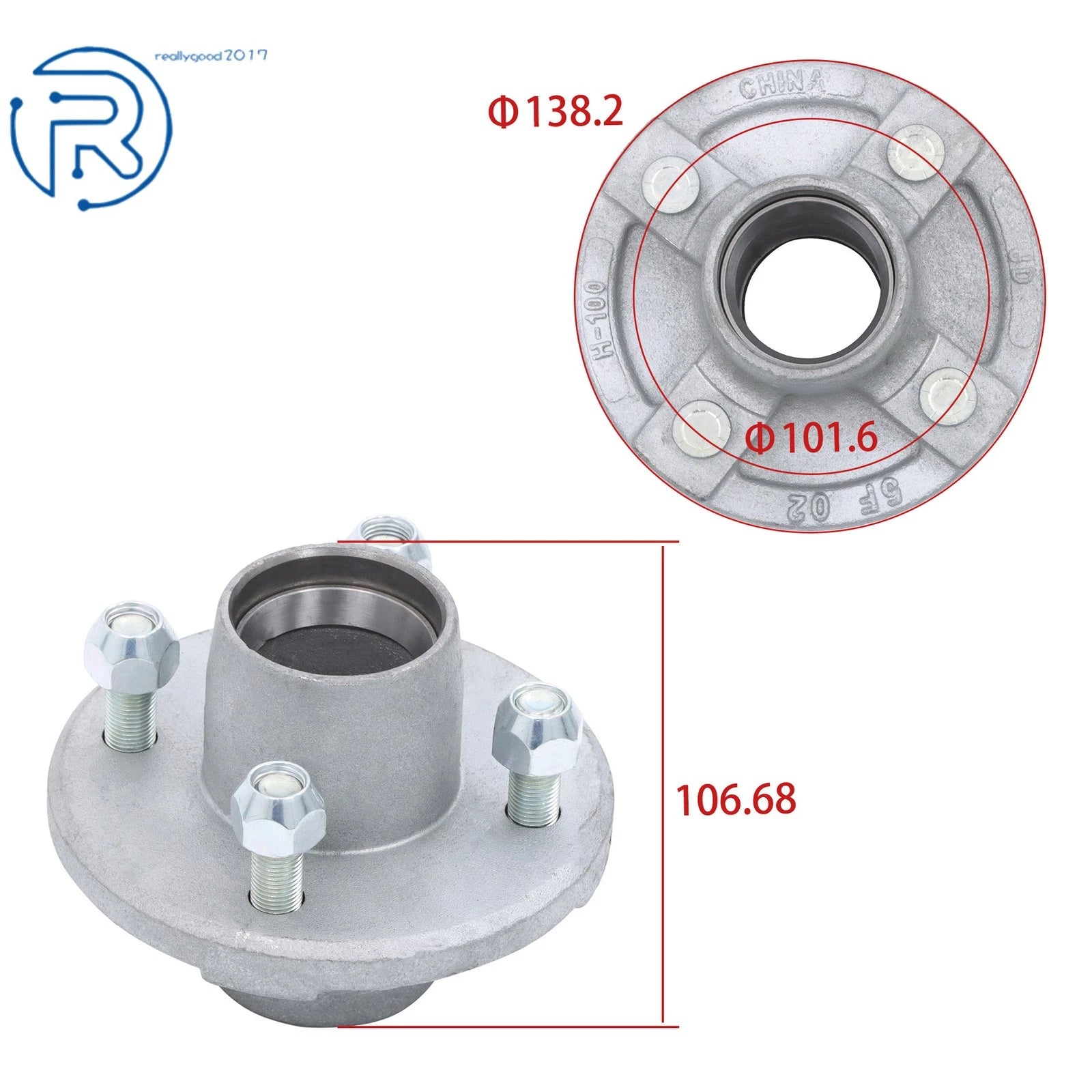 Boat Trailer Hub Assembly for 2000 lbs (1" or 1-1/16" Bearings)