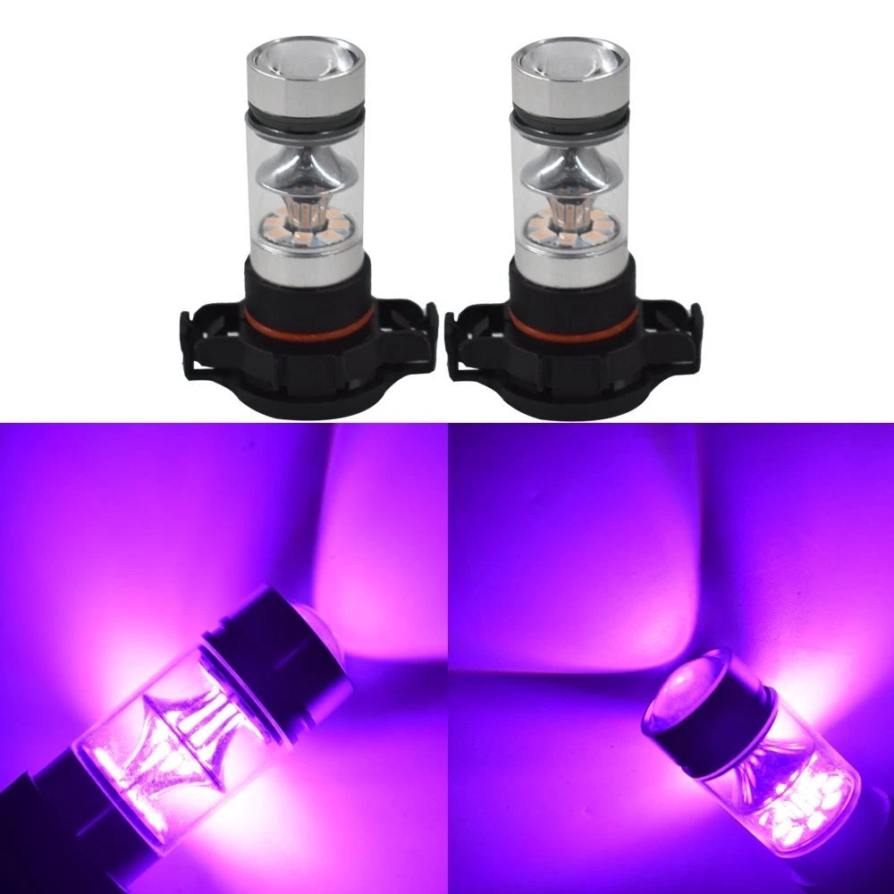 2X H16 5202 14000K Purple LED Headlight Fog Light Bulbs for