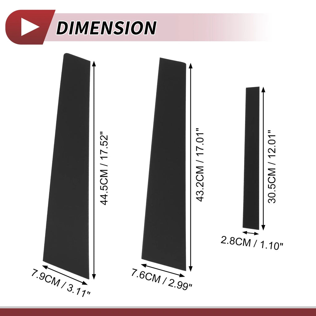 6pcs Door Pillar Window Trim for Nissan Sentra (2007–2012) Black