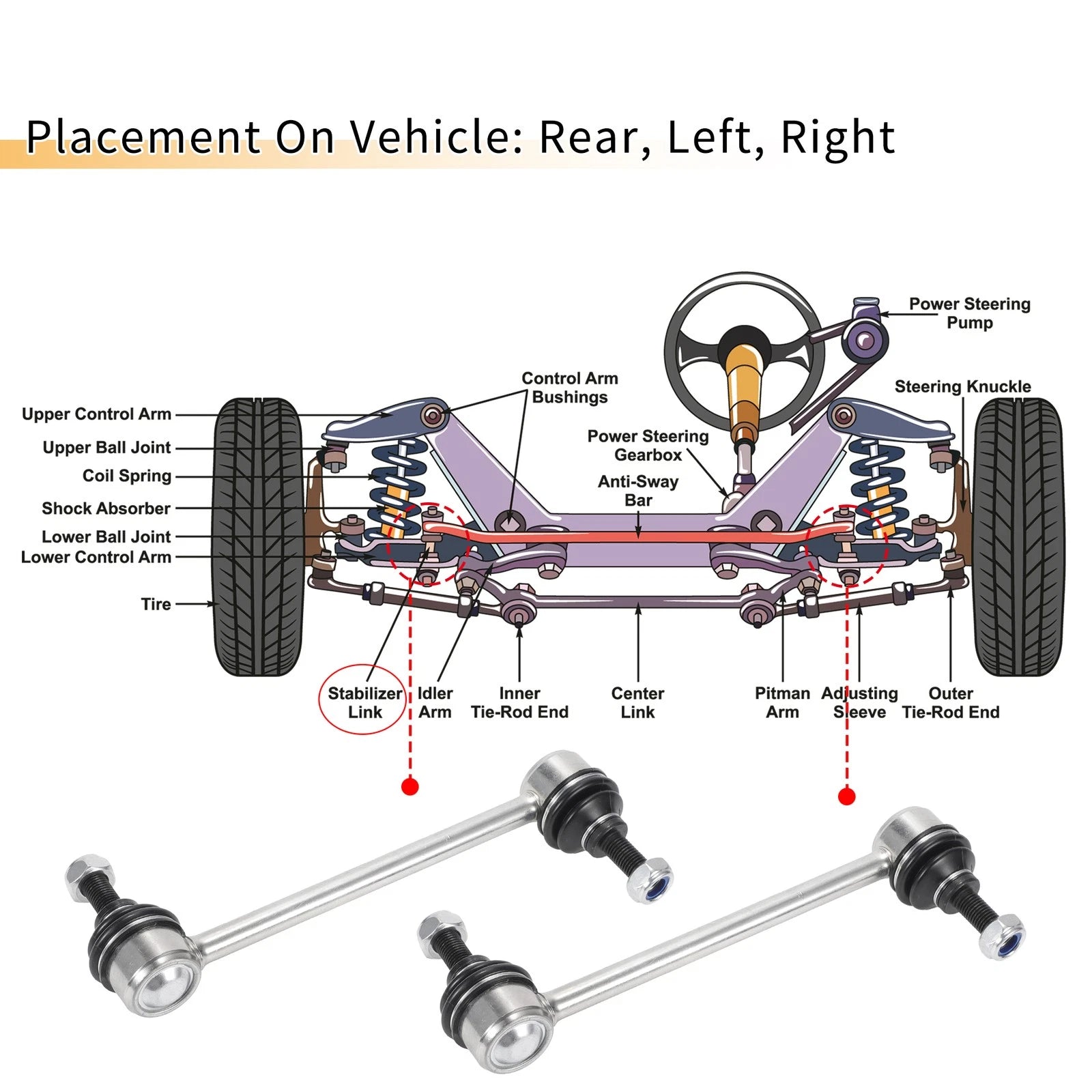 2X Rear Stabiliser Sway Bar Link for Chevrolet Monte Carlo (2000–2007) K6662