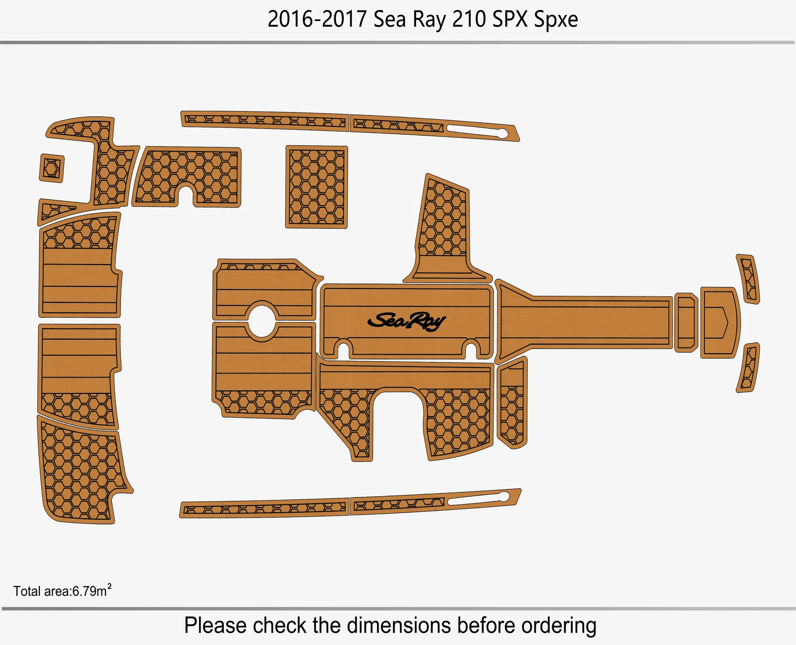 EVA Pad for Sea Ray 210 SPX SPXE (2017) - Teak Deck Foam Floor Mat
