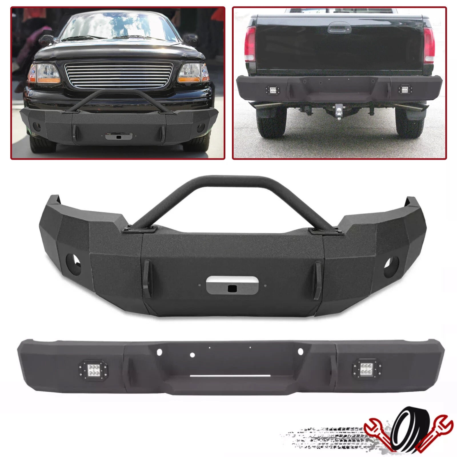 Steel Front/Rear Bumper Assembly for Ford F-150 (1997–2003)