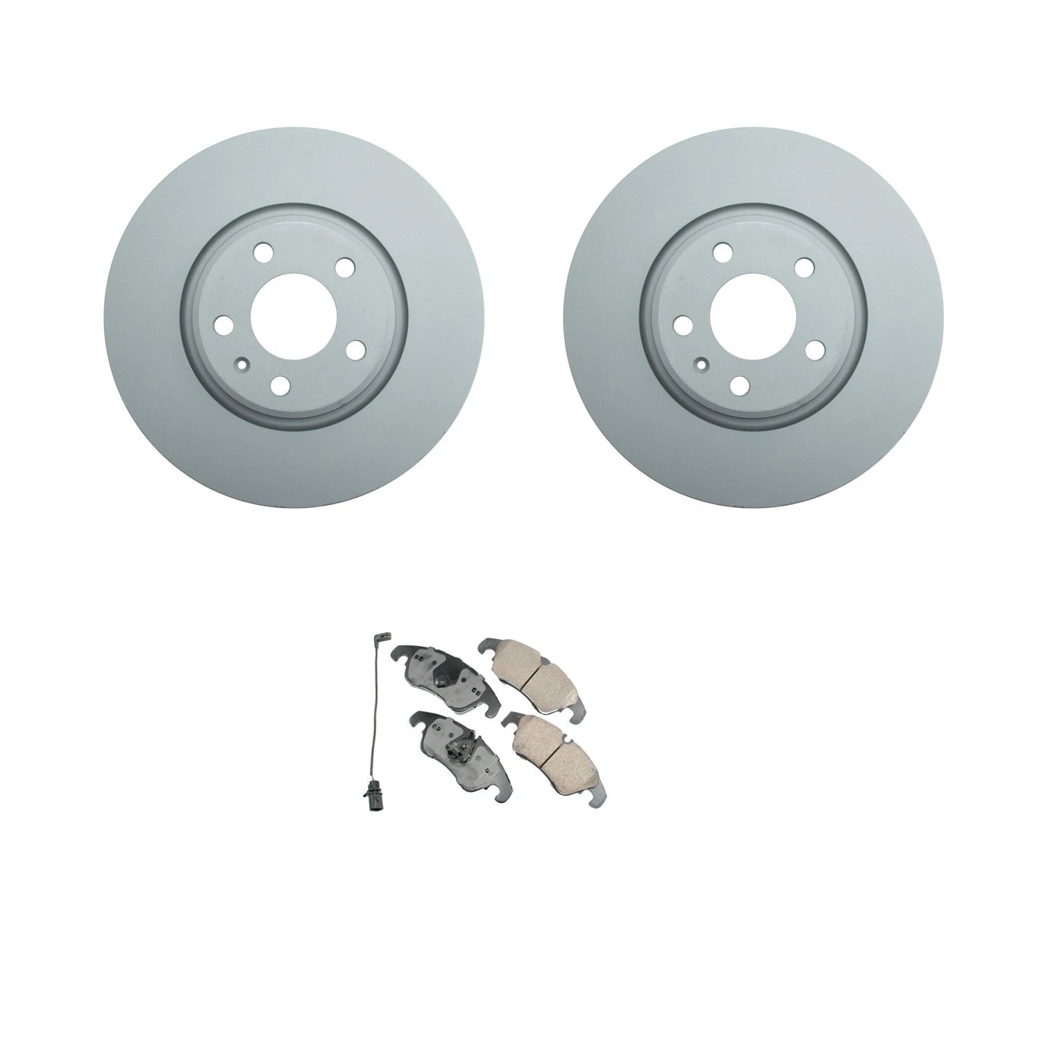 Set of 2 Front Rotors & Akebono Euro Disc Brake Pads for Audi A4 A5 Quattro S5 (2009–2016)
