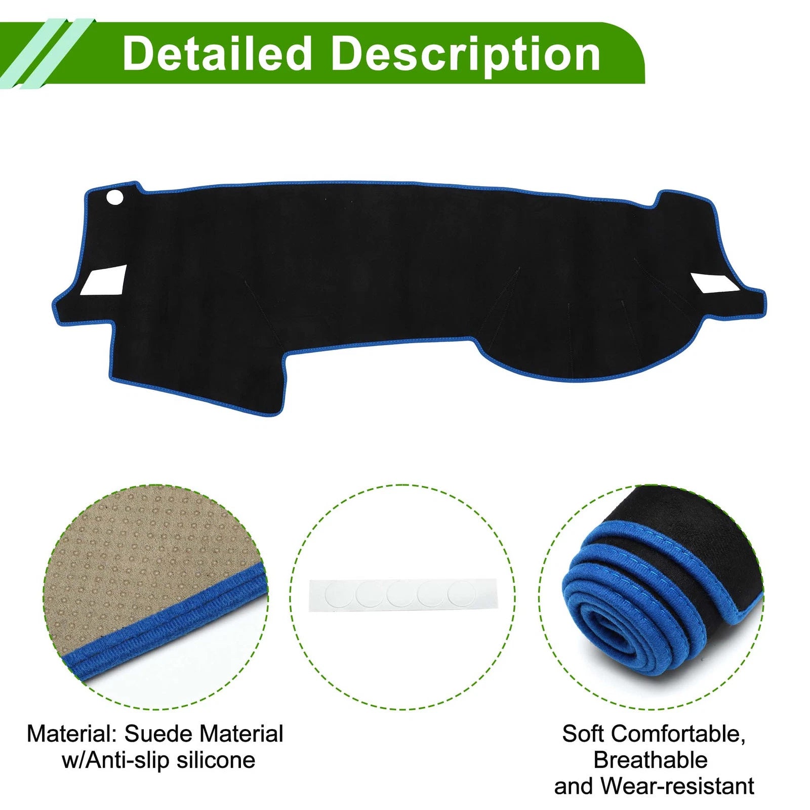 Dashboard Cover Mat for Subaru Outback (2005–2009) Black Blue