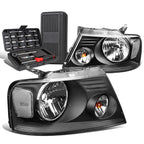 Pair of Black/Clear Signal Headlight Lamps for Ford F150 (2004–2008)