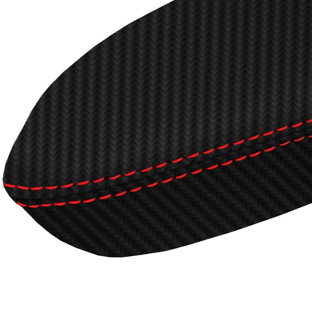 Door Panel Armrest Cover for Acura TSX (2009–2014) - PVC Carbon, Red Stitch