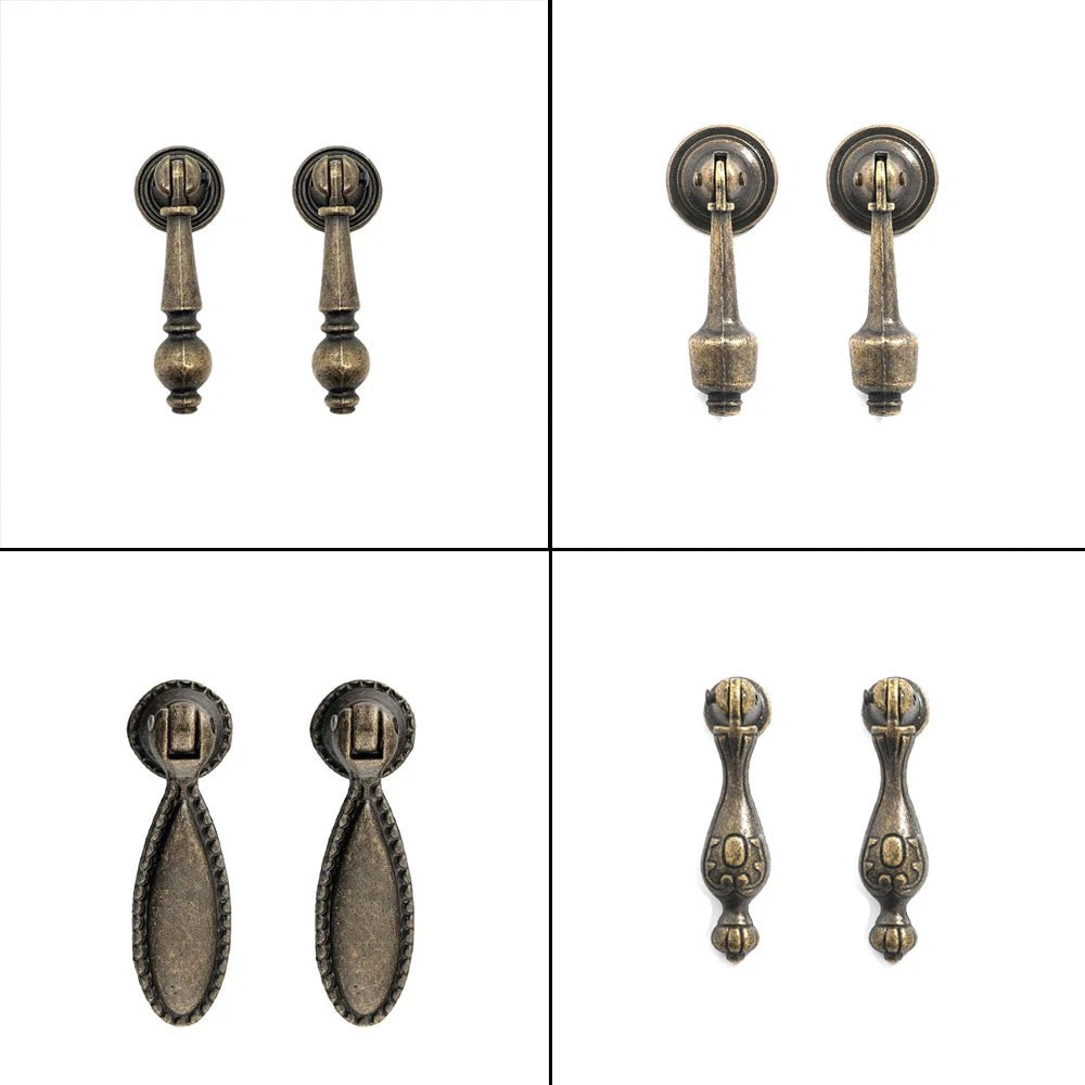 Set of 10 Antique Pull Knob Handles for Cabinet Door Hardware