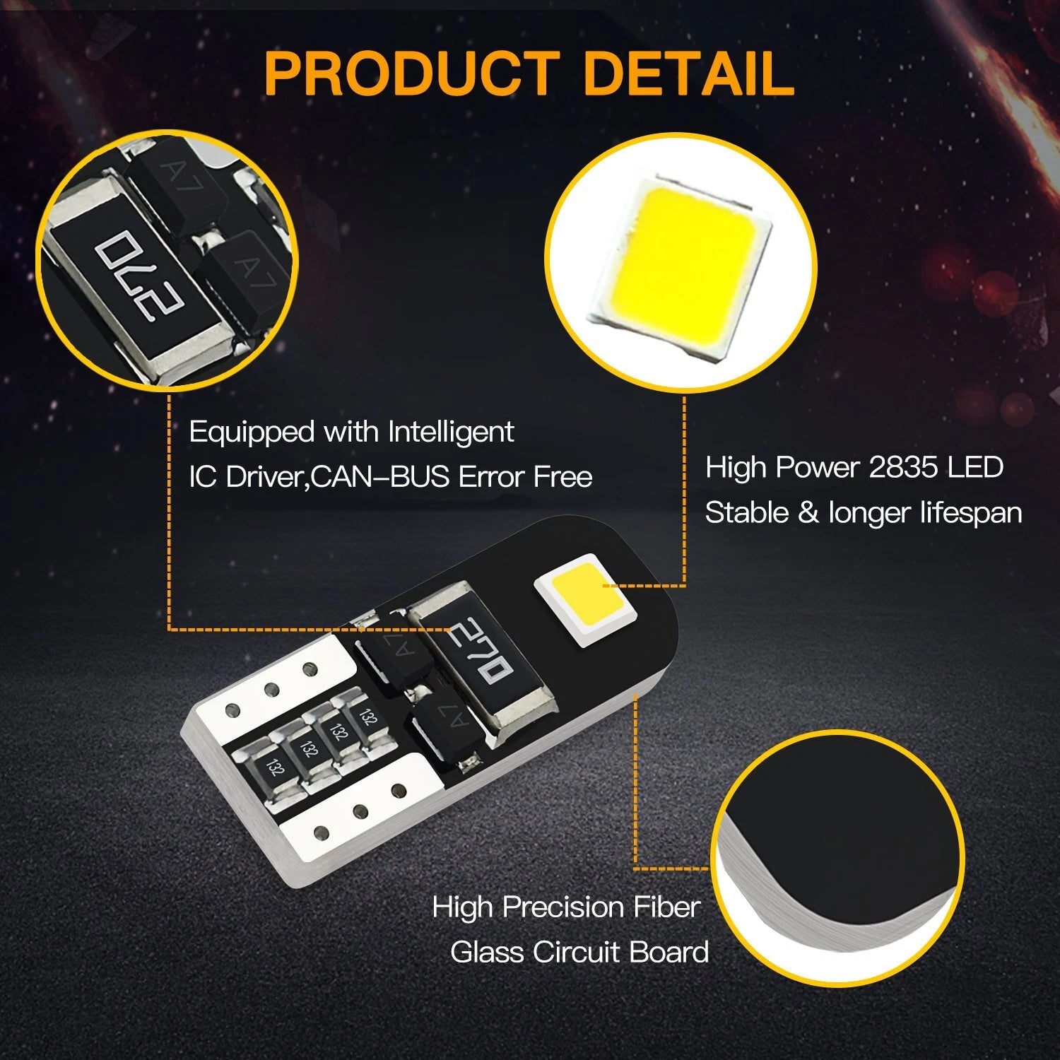 T10 LED License Plate Light Bulbs 6000K for (168 2825 194)