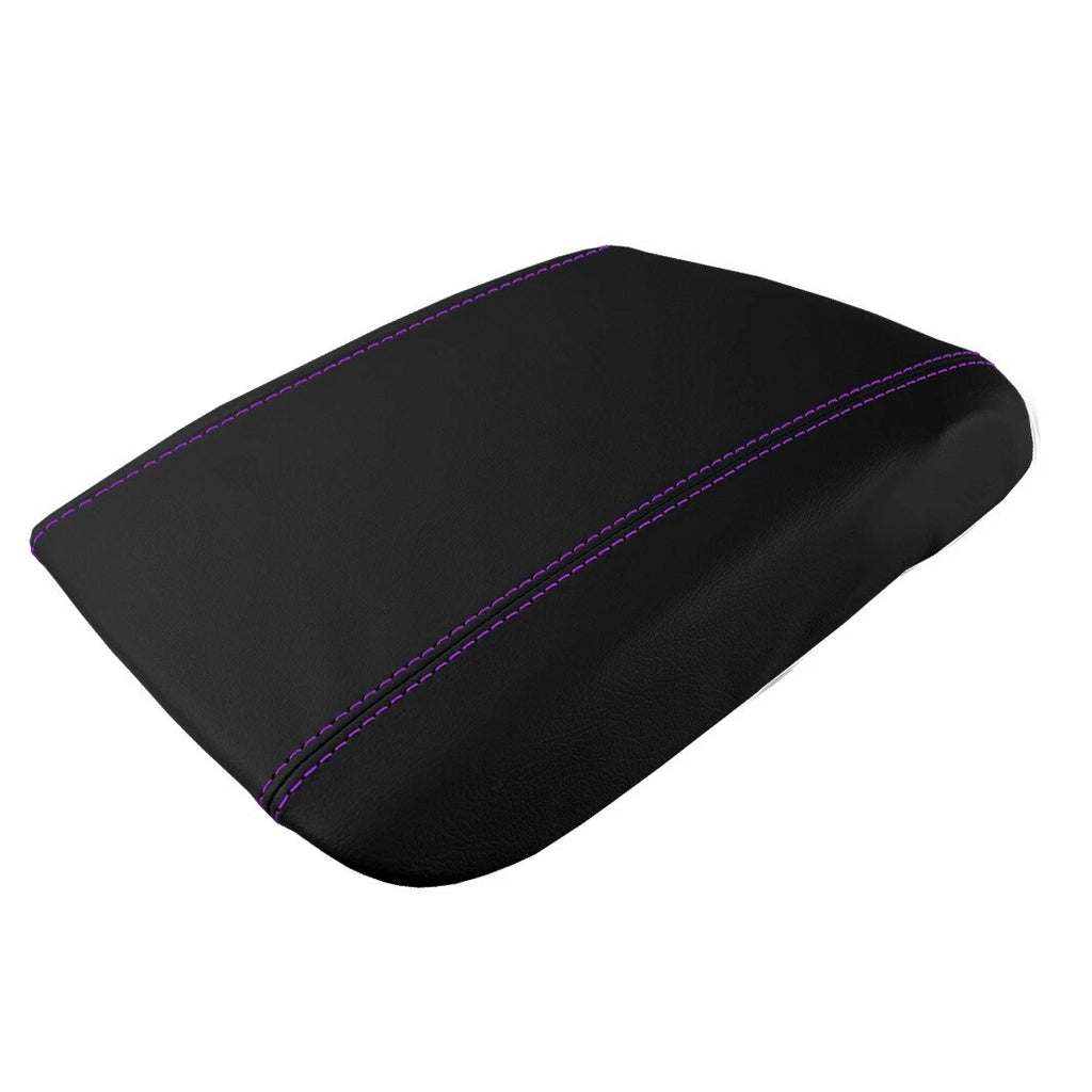 Leather Console Armrest Cover for Cadillac Escalade (2002–2006) Purple Stitch