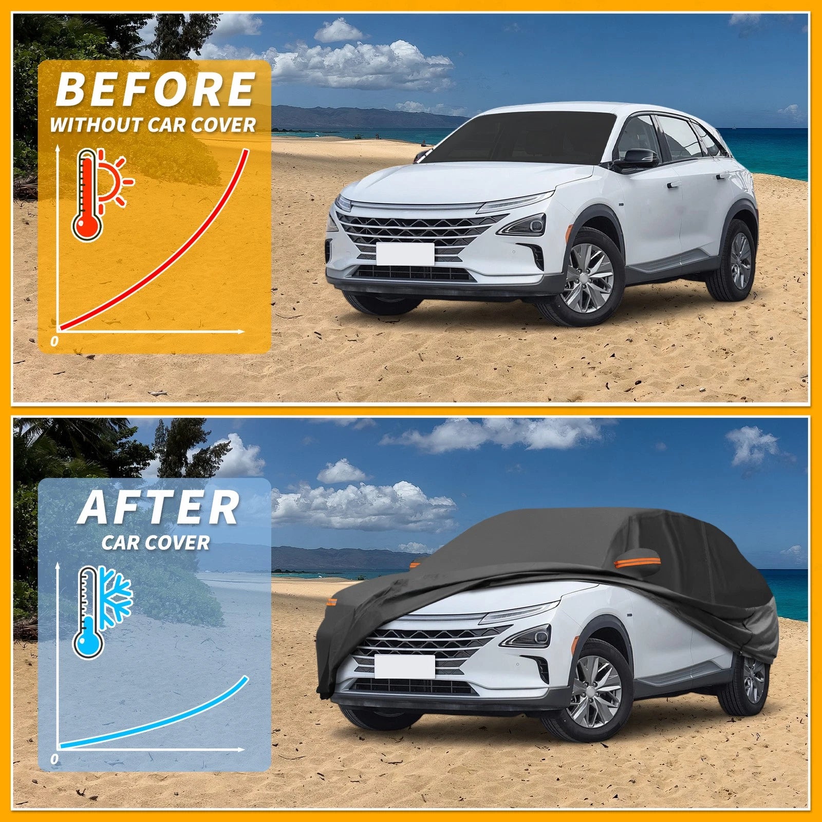 Waterproof Car Cover for Hyundai Nexo (2019–2023) 190T-PU with Zipper