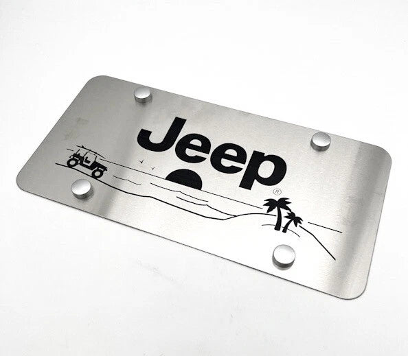 Brushed Stainless Steel License Plate Cover for Jeep with Script Logo (2007–2024)