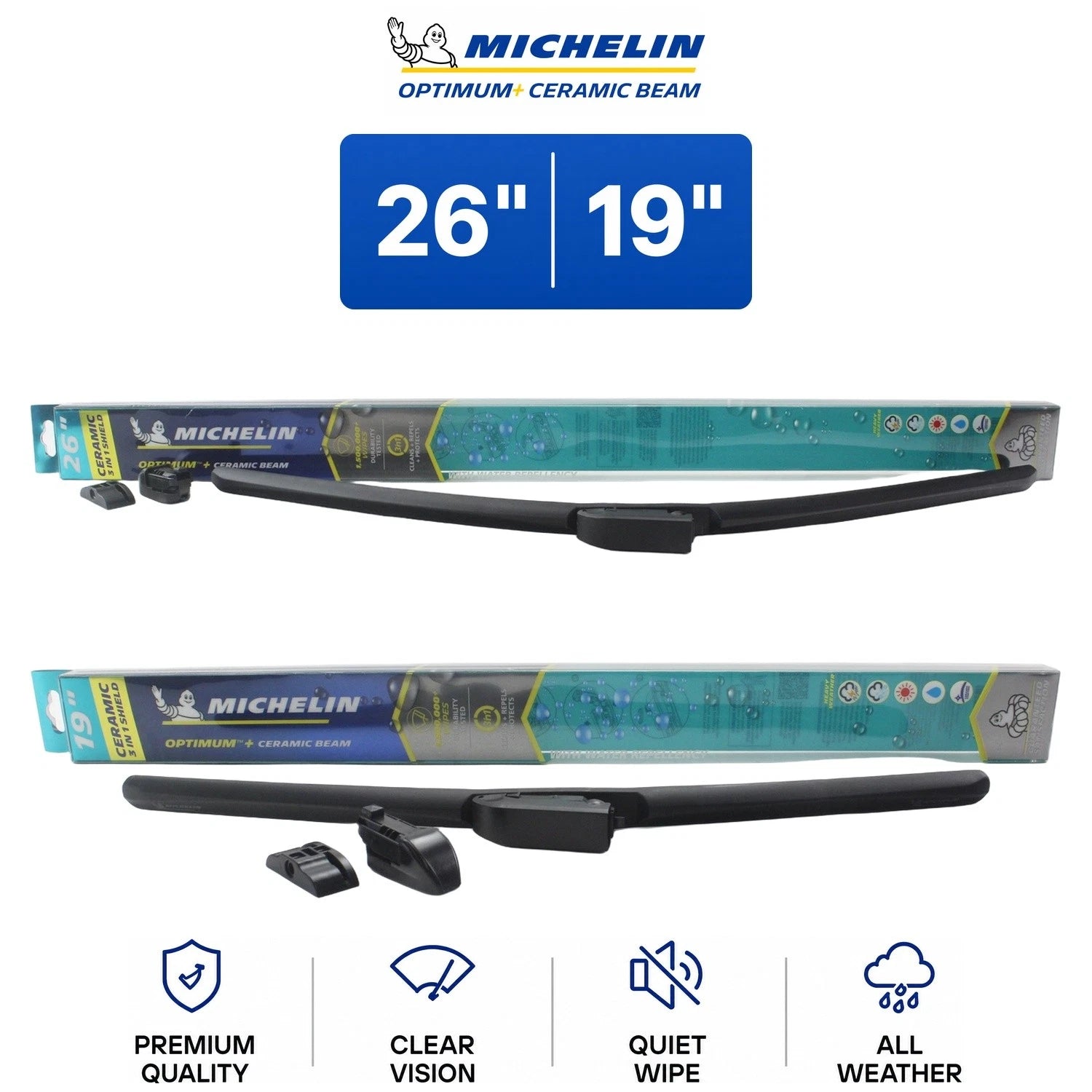 2X Michelin Optimum+ Ceramic Beam Wiper Blades for Audi RS3 (2017–2020)