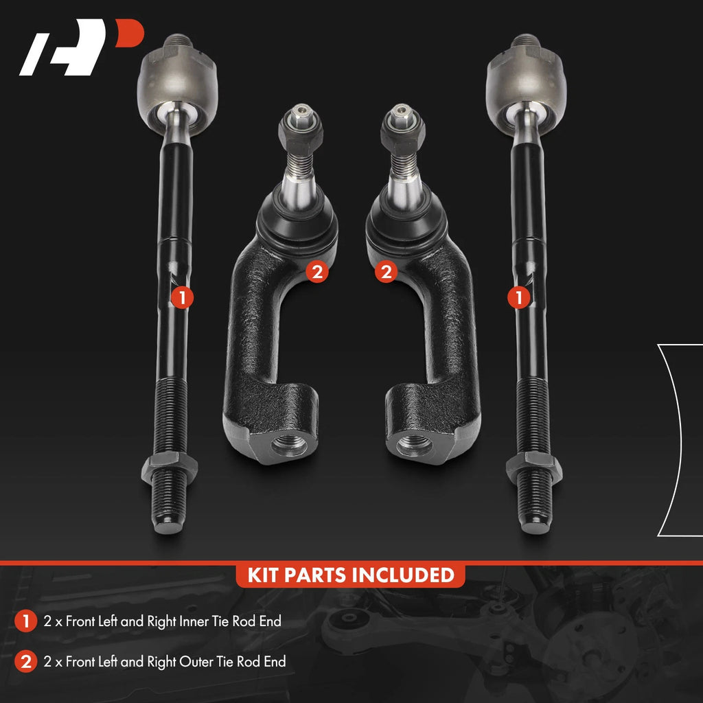 Set of 4 Front Inner & Outer Tie Rod Ends for Ford F-150 (2021–2024)