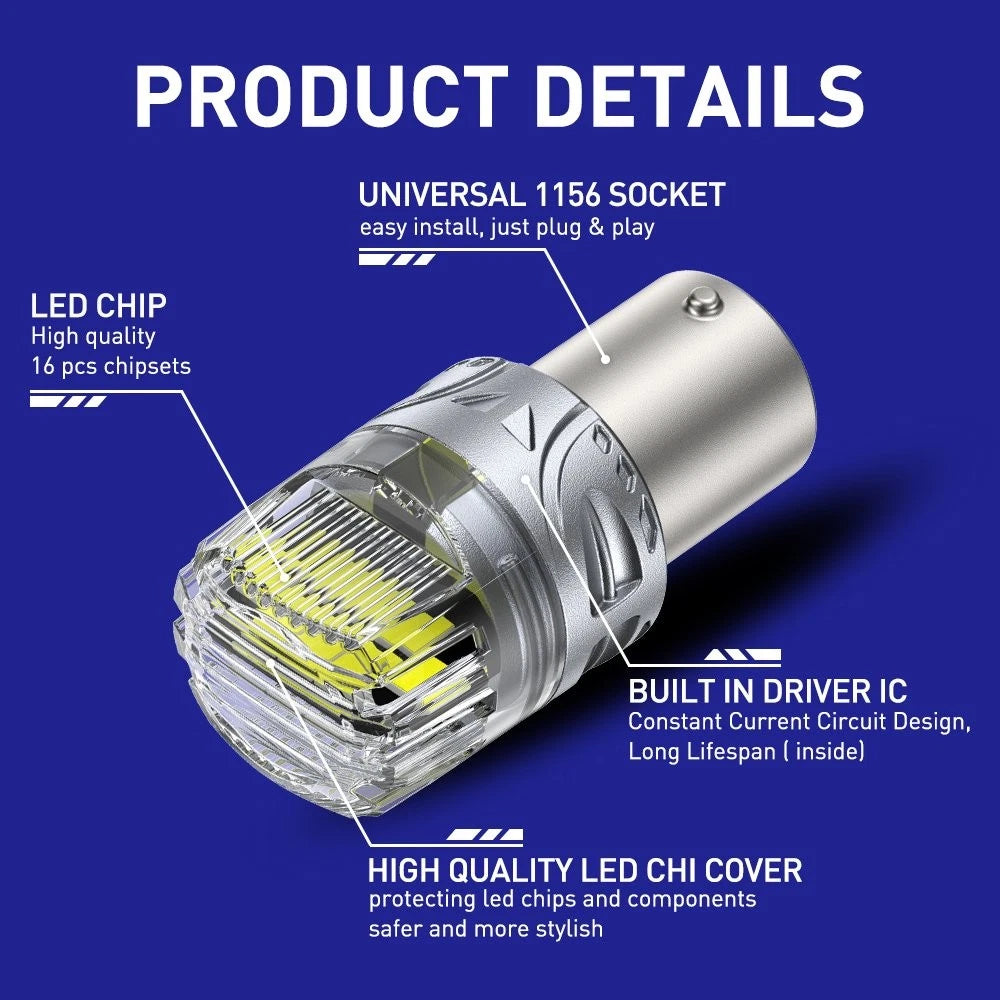 2X 1156 7506 LED Reverse Backup Light Bulbs for Autoone (Canbus Error Free)