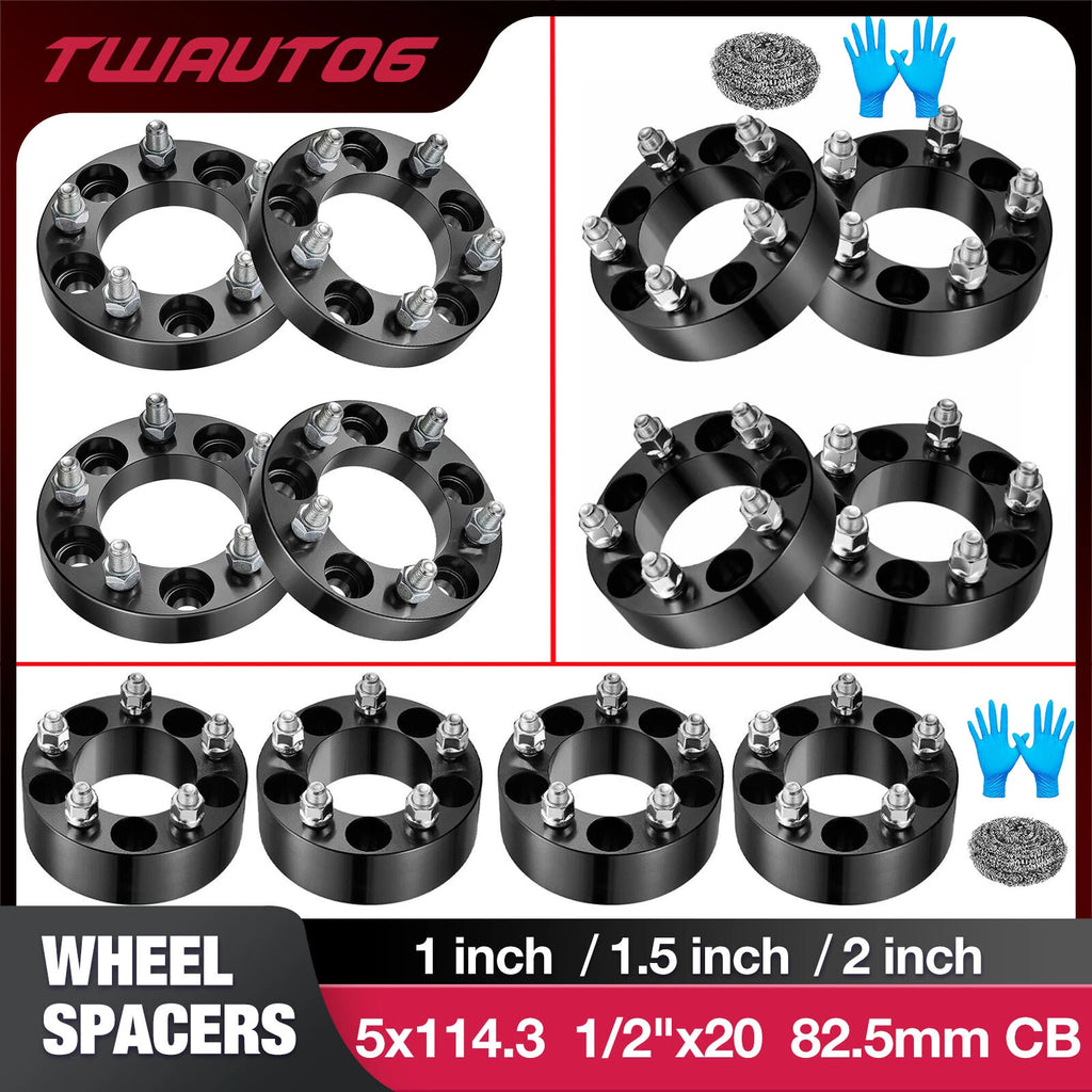 Wheel Spacer Set for Jeep Wrangler and Ford Ranger (1–2 Inch, 5x4.5/5x114.3, 2018–2024)