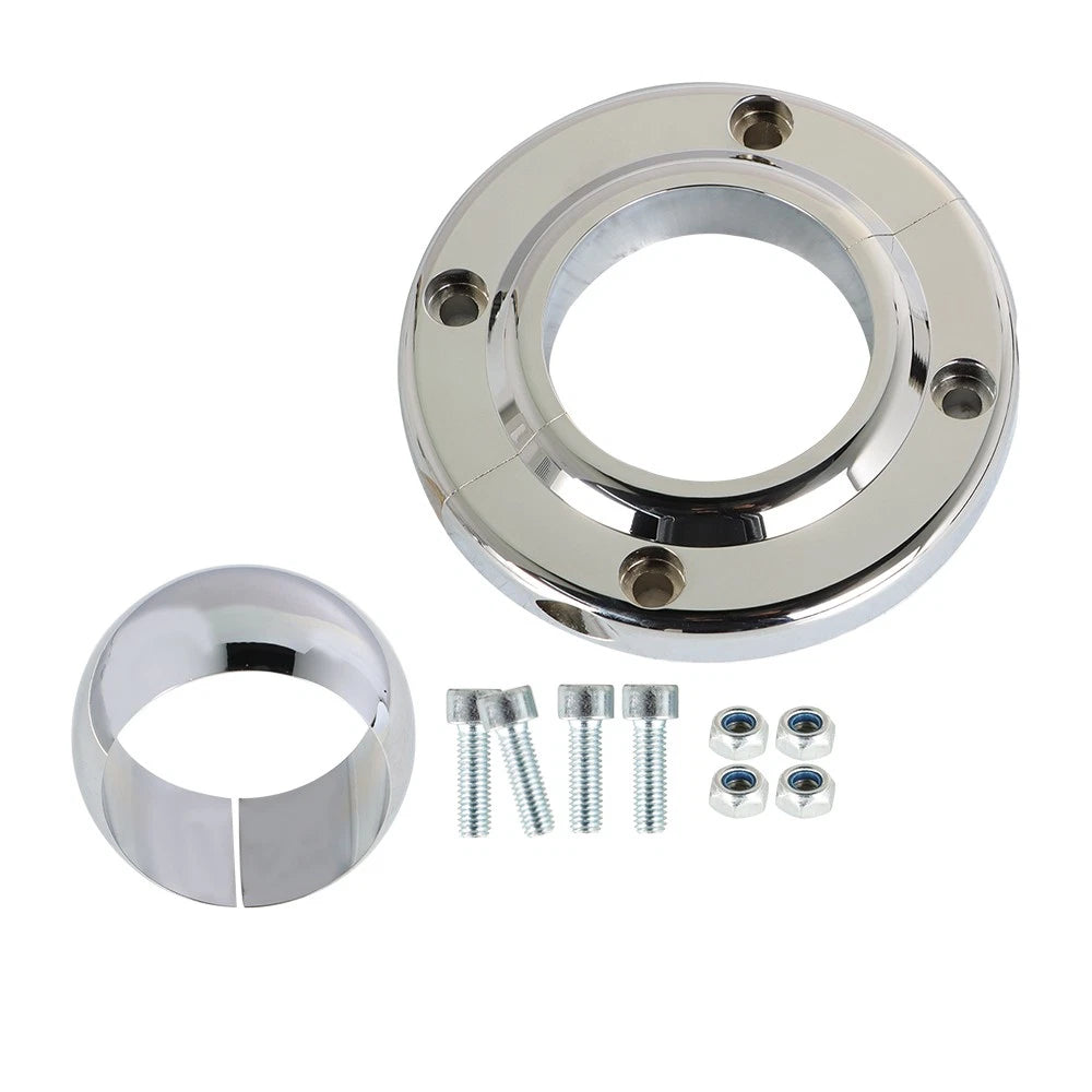 2X Chrome Steering Column Floor Mount for Universal SBC (Swivel, 2")