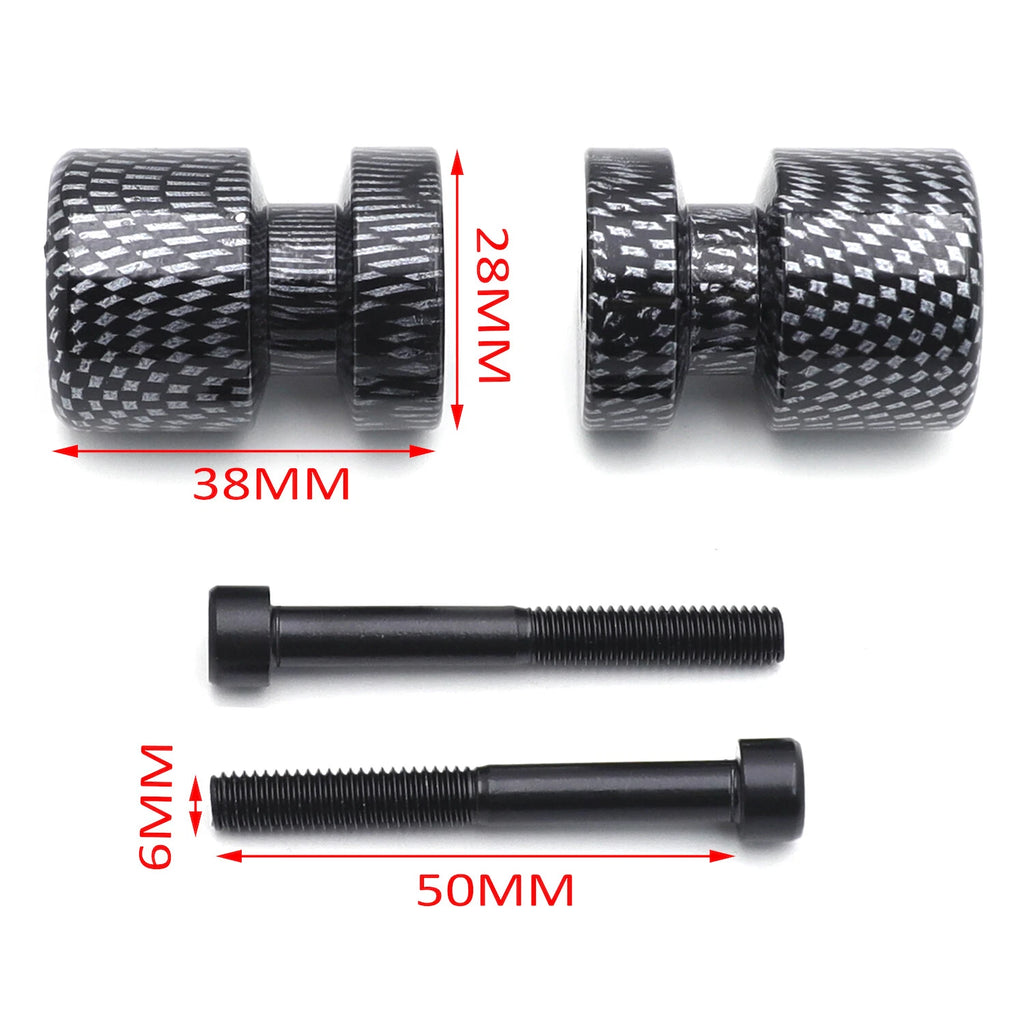 Carbon Flat Swingarm Spools 6mm for Yamaha FZ6 (2004–2008) / FZ8 (2011–2012)