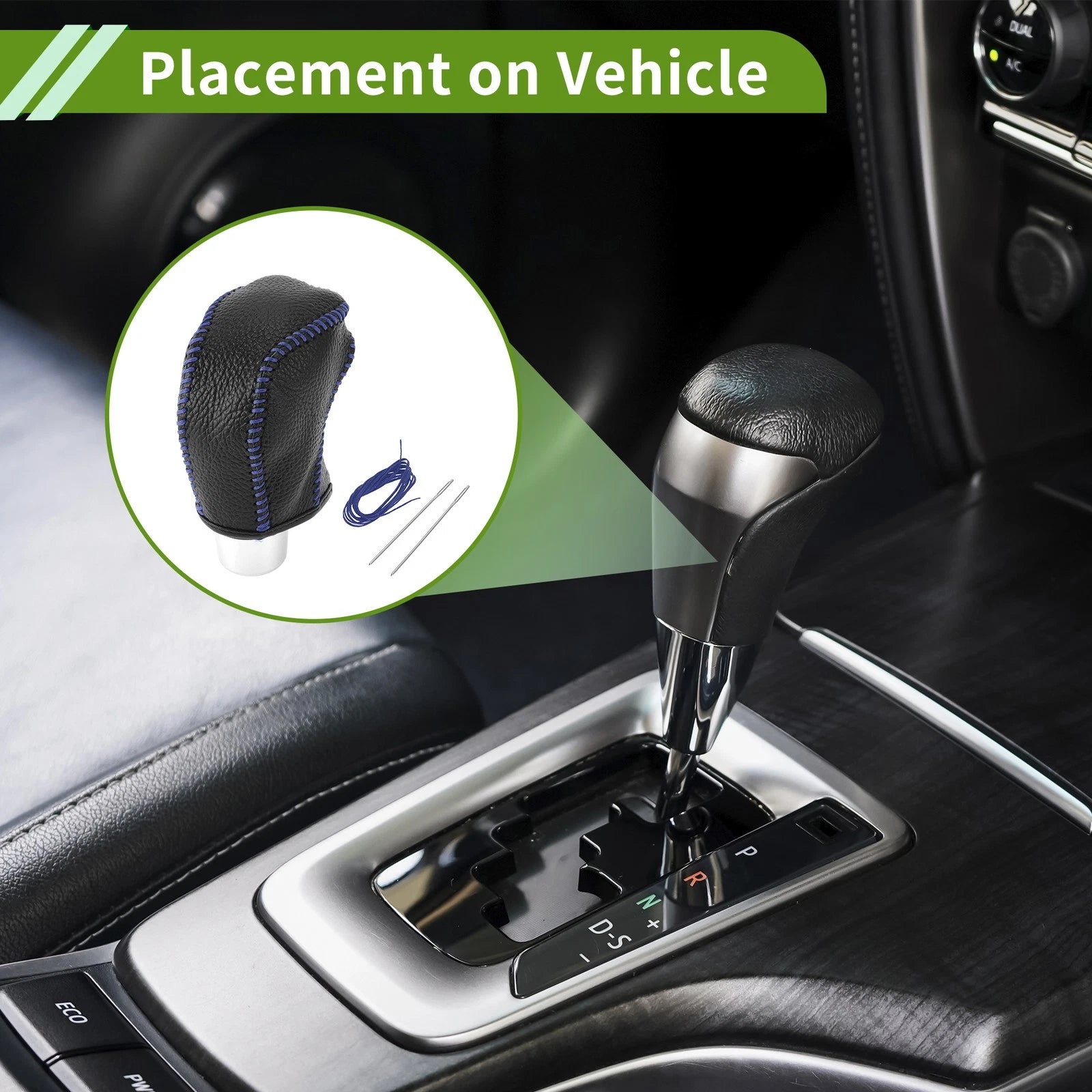 Set of 1 Gear Shift Knob Cover for Toyota Tacoma (2016–2022) Pebbled Black Blue