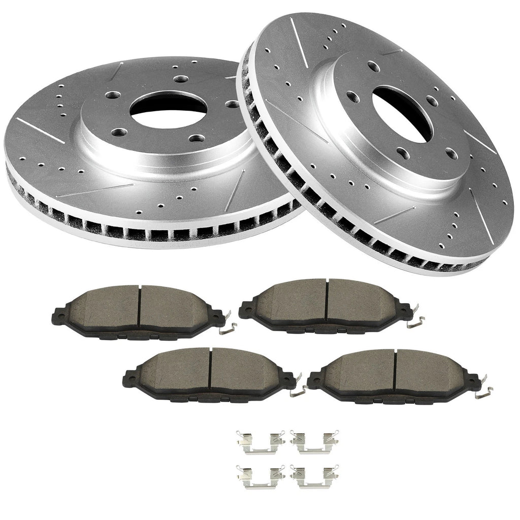 Front Brake Disc Rotors and Ceramic Pads Kit for Nissan Pathfinder (2016)