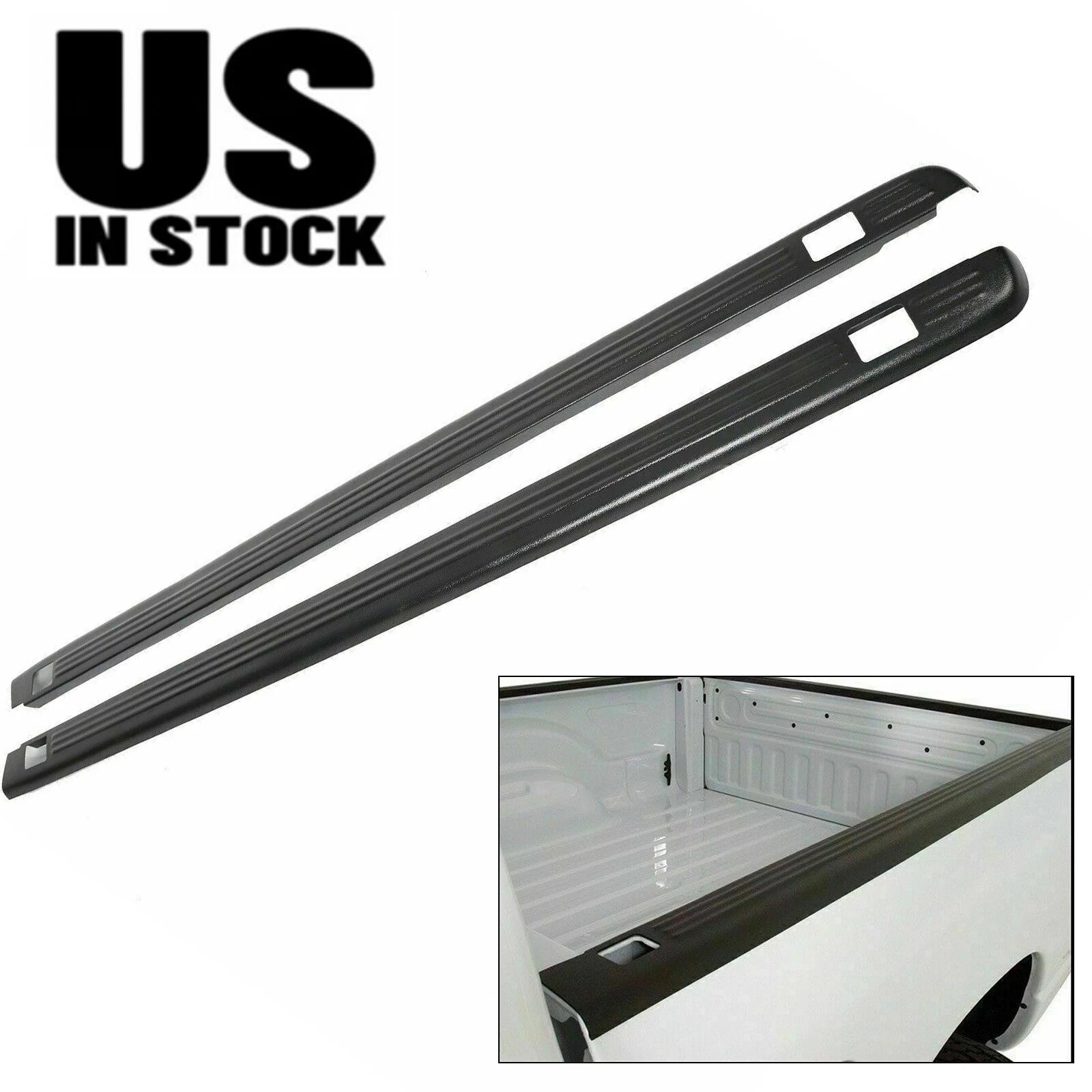 Black Bed Rail Caps for Chevy Silverado / GMC Sierra 1999–2006 6'6" Bed 7201151