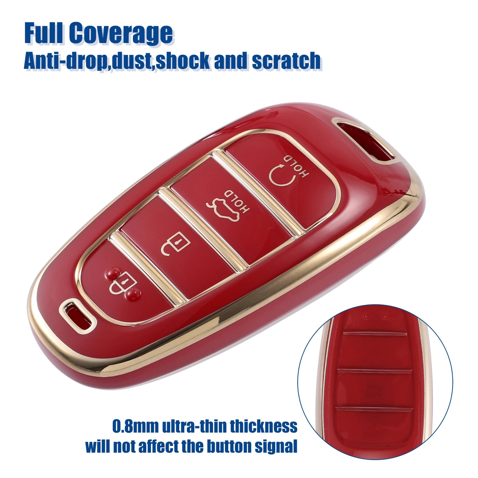 TPU Keyless Entry Remote Key Fob Cover for Hyundai Tucson (2016–2023) Red