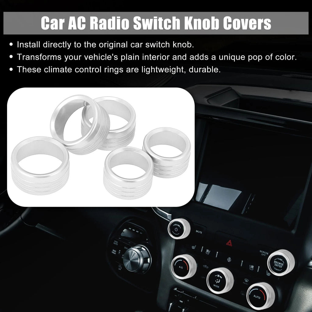 5pcs AC Radio Switch Knob Cover for Dodge Ram 1500 (2018–2020)
